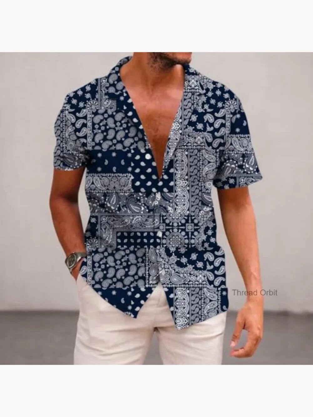 Men's Casual Button Down Hawaiian Shirt Short Sleeve with Pockets